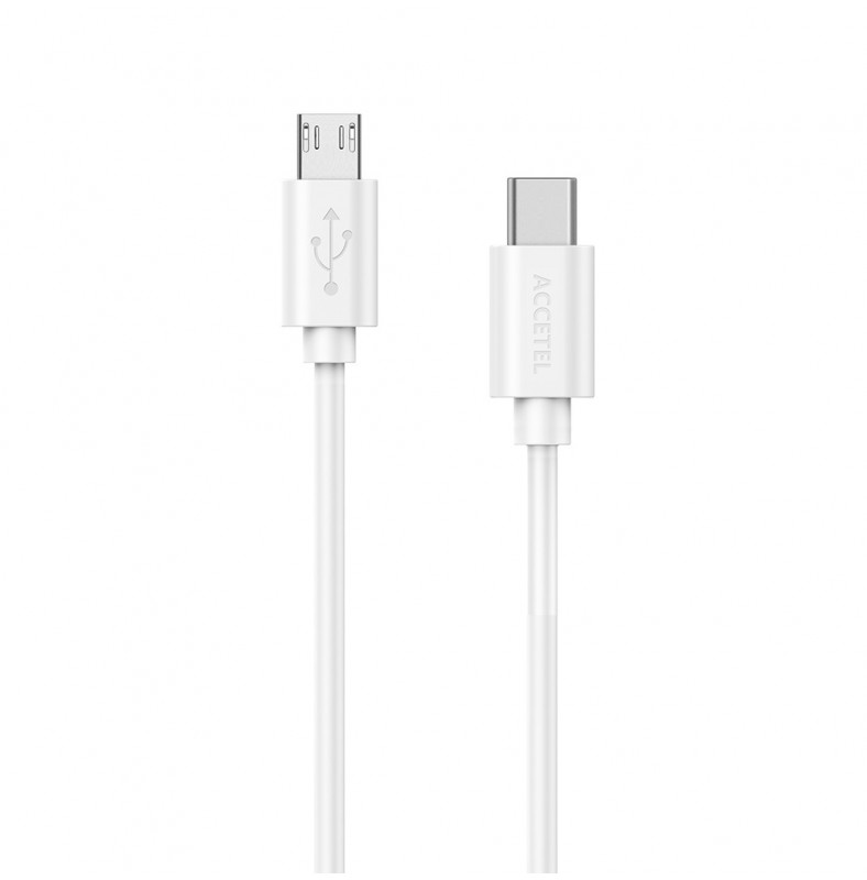 CU1610 Cable Datos 2.4A - Type C a Micro USB Blanco (1M)