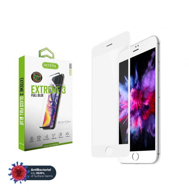 Protector Cristal Anti-Microbial - iPhone 6 Plus/6S Plus Blanco